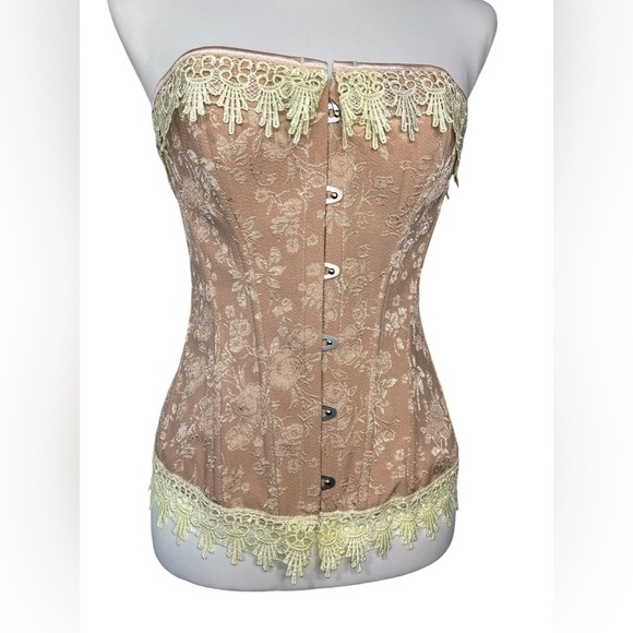 Peach & Cream Corset Lace up Gothic Bustier - Picture 6 of 9